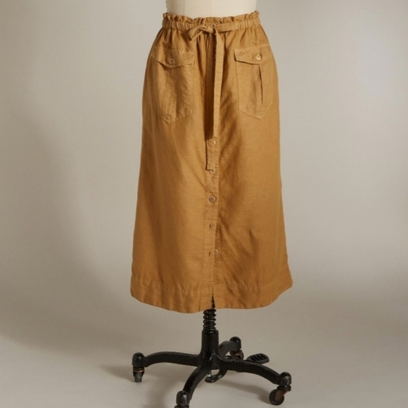 Sundance Hailey Button Front Tan Midi Skirt Sz S - Picture 2 of 9